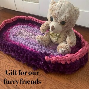 A special place for our special friends. Handmade crocheted, pet bed